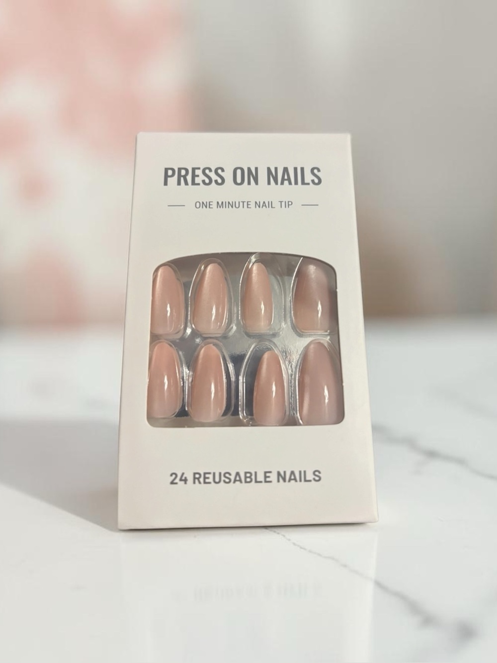 BRAND NEW Press On Nails - Nude Reusable Nail Tips (24 Pack)